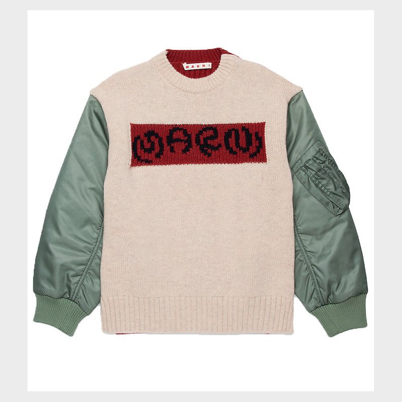 Marni Bluse - Uld/Nylon - Beige/R�d/Armygr�n