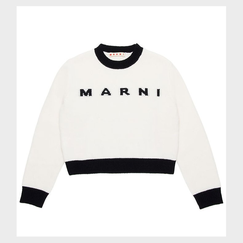 Marni Bluse - Cropped - Uld - Hvd m. Sort