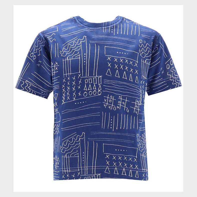 Marni T-shirt - True Blue/Hvid m. Print