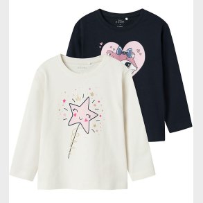 Name It Bluse - NmfVeen - 2-pak - Jet Stream/Dark Sapphire