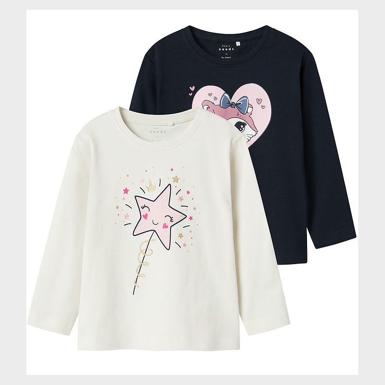 Name It Bluse - NmfVeen - 2-pak - Jet Stream/Dark Sapphire