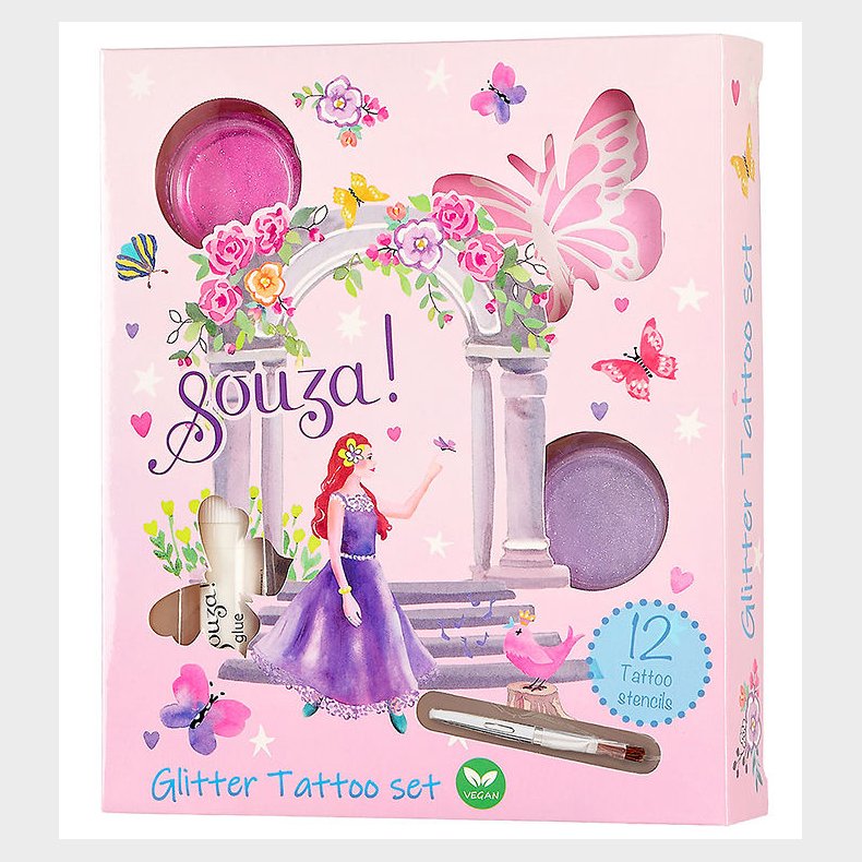 Souza Glitter-Tatoveringer - 12 Skabeloner - Princess