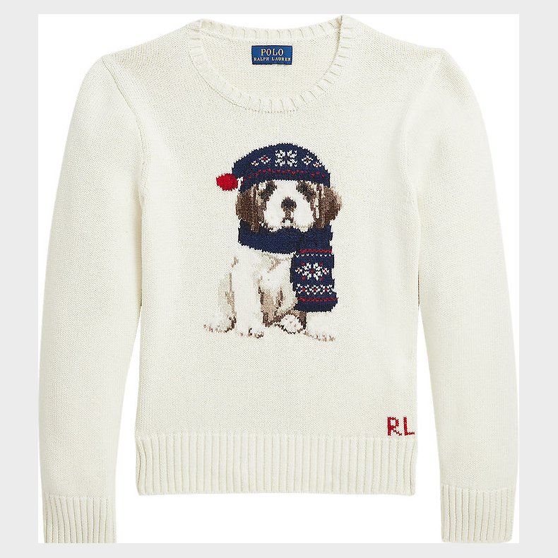 Polo Ralph Lauren Bluse - Uld - Hvid m. Hund