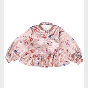 Christina Rohde Skjorte - Rosa Glitter m. Blomster