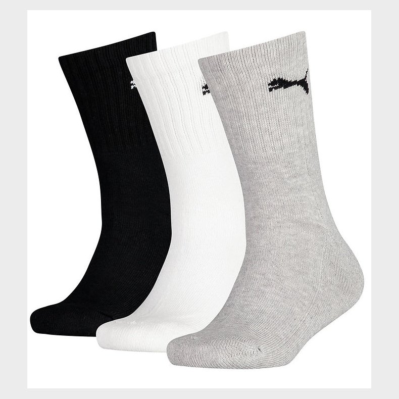 Puma Strmper - 3-pak - Crew - Gr/Hvid/Sort