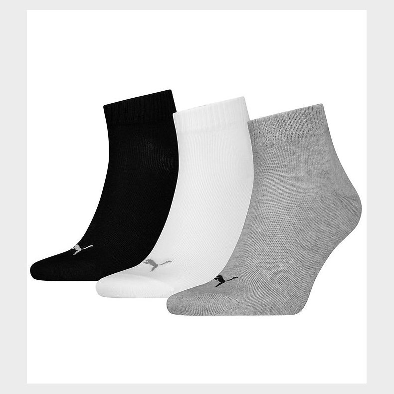 Puma Ankelstrmper - 3-pak - Quarter Plain - Gr/Hvid/Sort