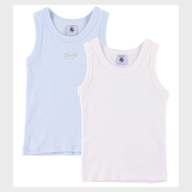 Petit Bateau Undertrje - 2-pak - Hvid/Bl