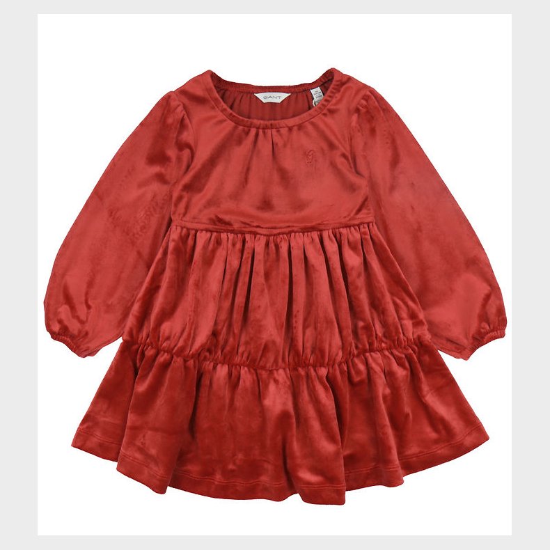 GANT Kjole - Velour - Ruby Red