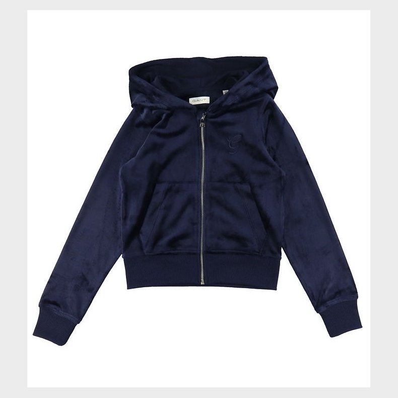 GANT Cardigan - Velour - Evening Blue