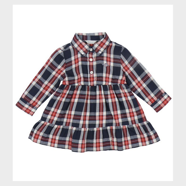 GANT Kjole - Checked Flannel - Evening Blue