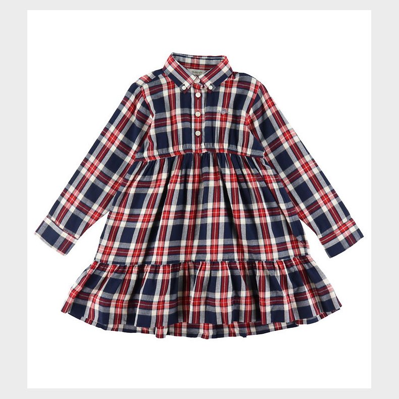GANT Kjole - Checked Flannel - Evening Blue