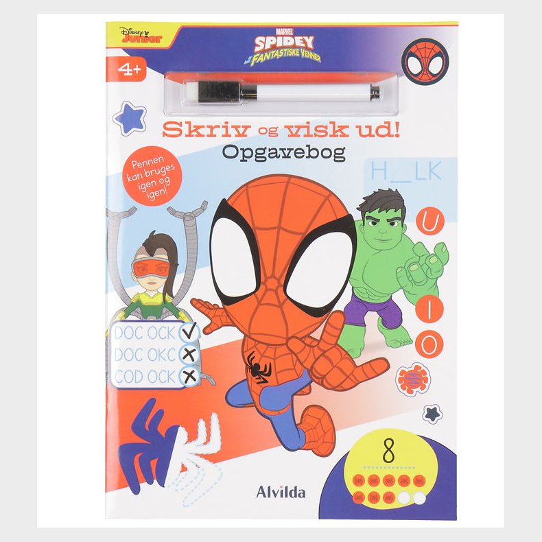 Alvilda Opgavebog - Skriv Og Visk Ud - Marvel Spidey