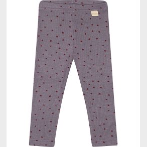 Petit Piao Leggings - Rib - Modal - Dusty Violet Dot