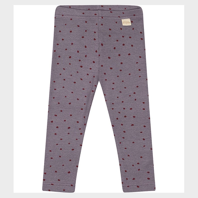 Petit Piao Leggings - Rib - Modal - Dusty Violet Dot