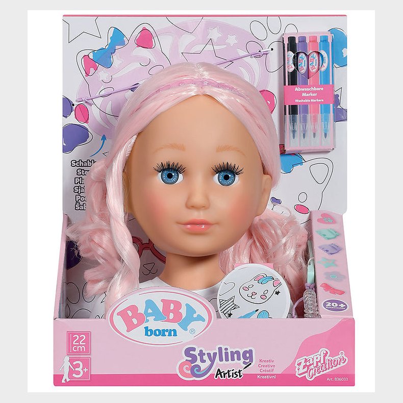 Baby Born Sminkehoved m. Tilbeh�r - Sister Styling Artist