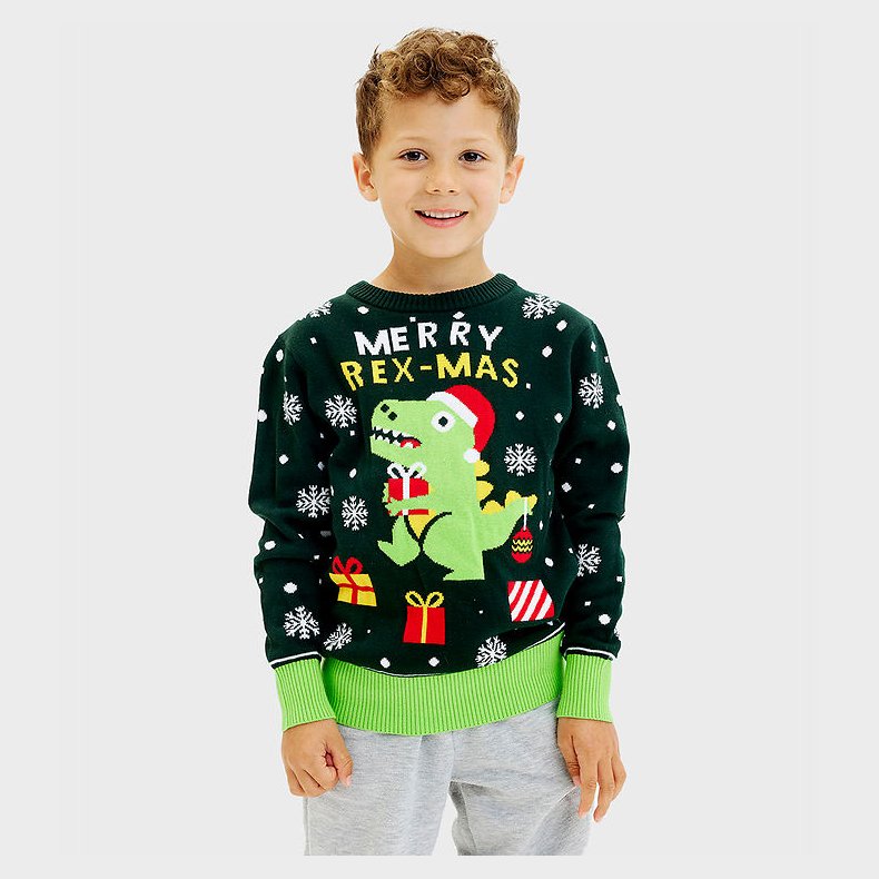 Jule-Sweaters Bluse - Sweet Christmas Dino - Grn
