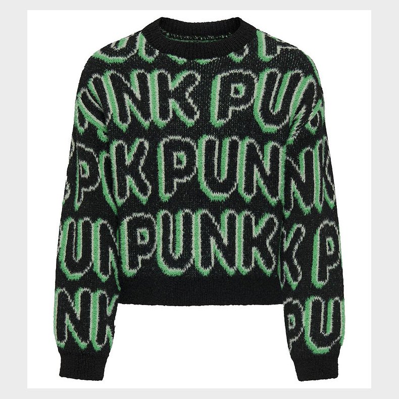 Kids Only Bluse - Strik - KogPunk - Black/Green Bee/Laurel Gree