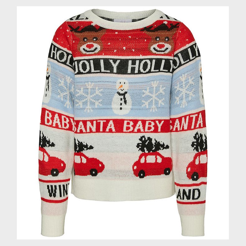 Vero Moda Girl Bluse - Strik - VmHolly Jollyflakes - Birch/Artwo