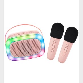 Lalarma Hjtaler m. 2 Mikrofoner - Trdls - Karaoke - Rose