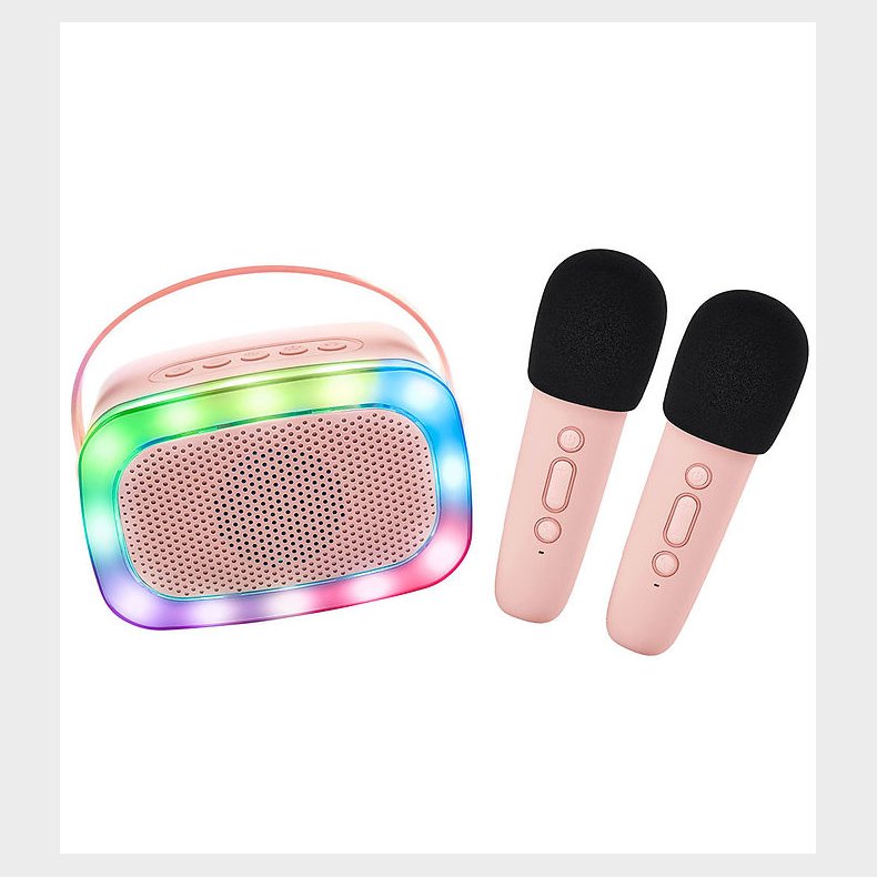 Lalarma Hjtaler m. 2 Mikrofoner - Trdls - Karaoke - Rose