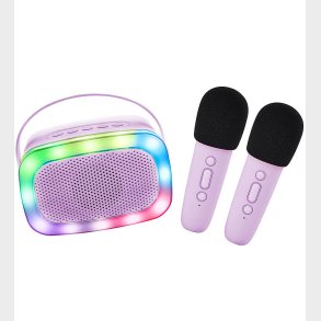 Lalarma H�jtaler m. 2 Mikrofoner - Tr�dl�s - Karaoke - Purple