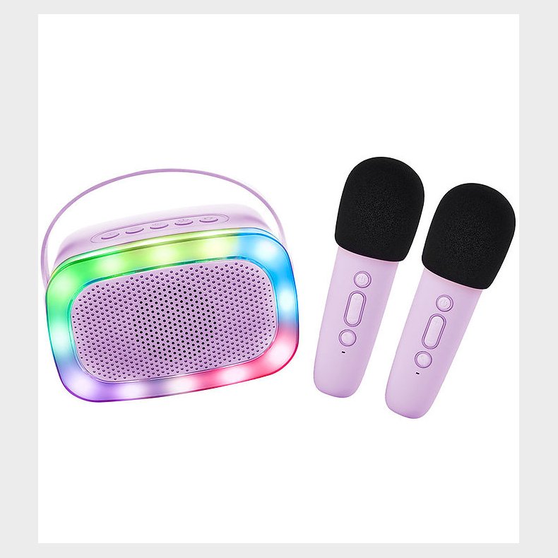 Lalarma H�jtaler m. 2 Mikrofoner - Tr�dl�s - Karaoke - Purple