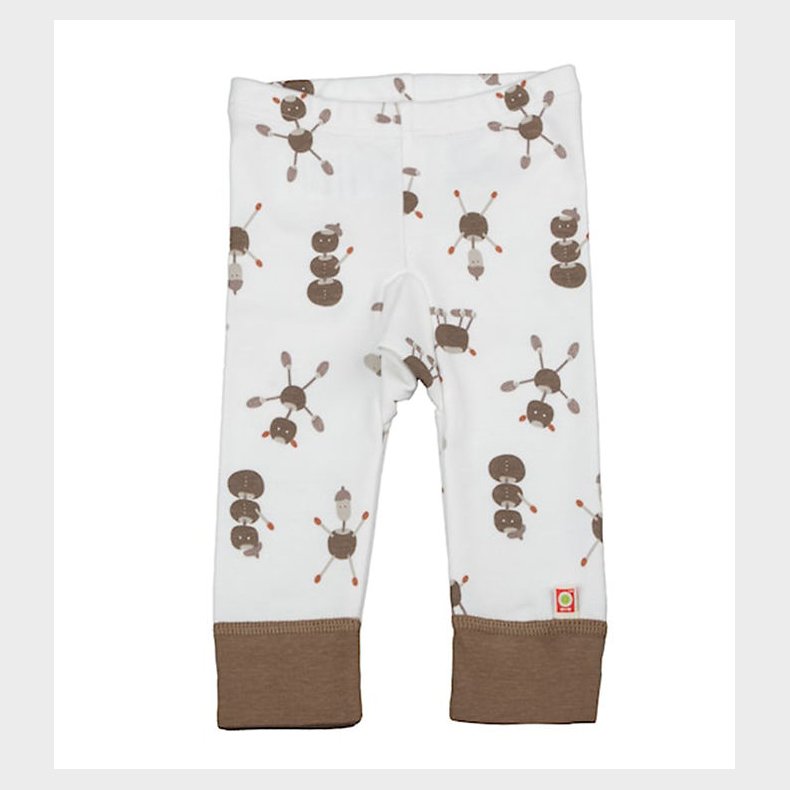Katvig Leggings - Off White m. Kastanjefigurer