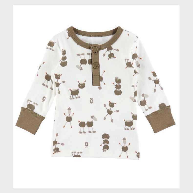 Katvig Bluse - Off White m. Kastanjefigurer