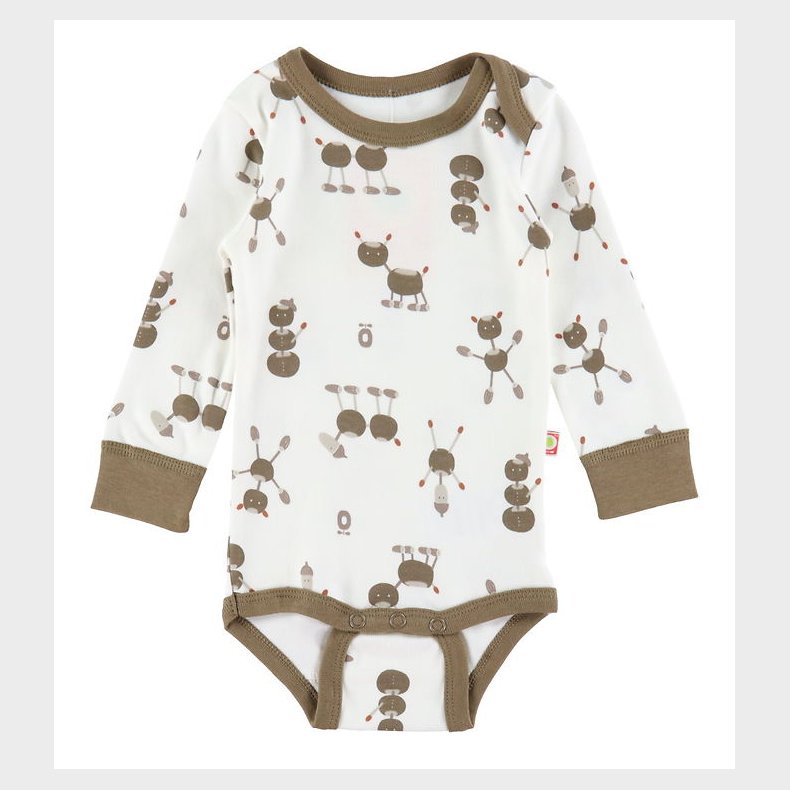Katvig Body l/ - Off White m. Kastanjefigurer