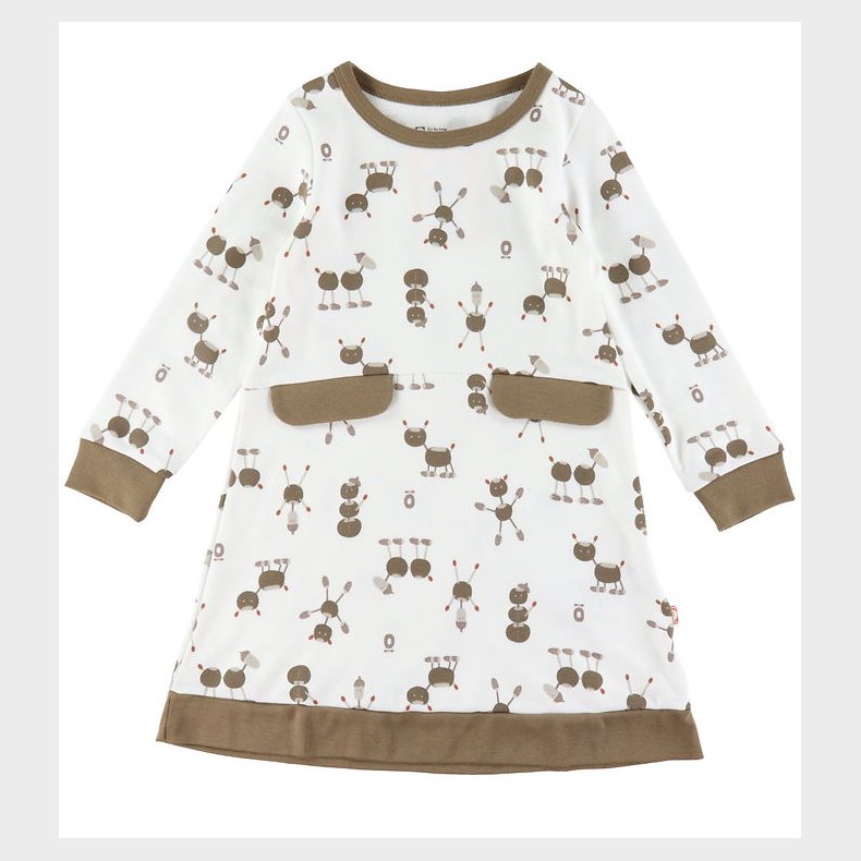 Katvig Kjole - Off White m. Kastanjefigurer