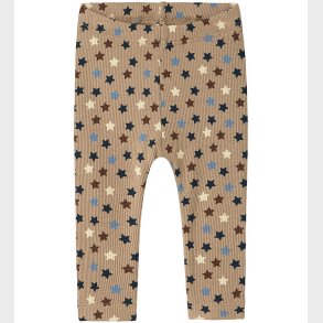 Name It Leggings - Rib - NbmRicco - Weathered Teak m. Stjerner