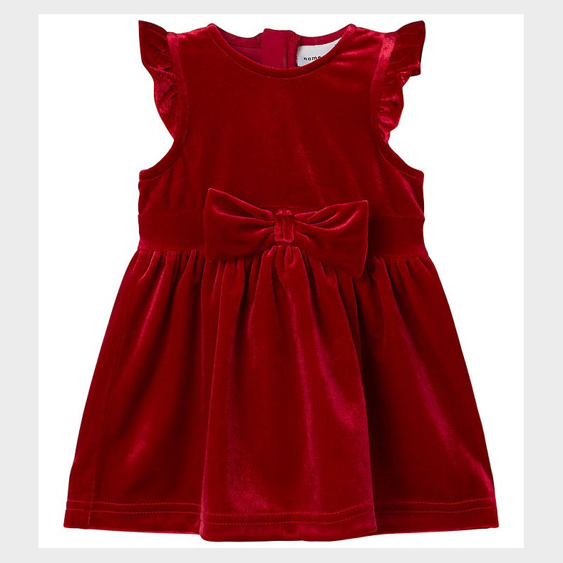 Name It Kjole - Velour- NbfRyvet - Jester Red