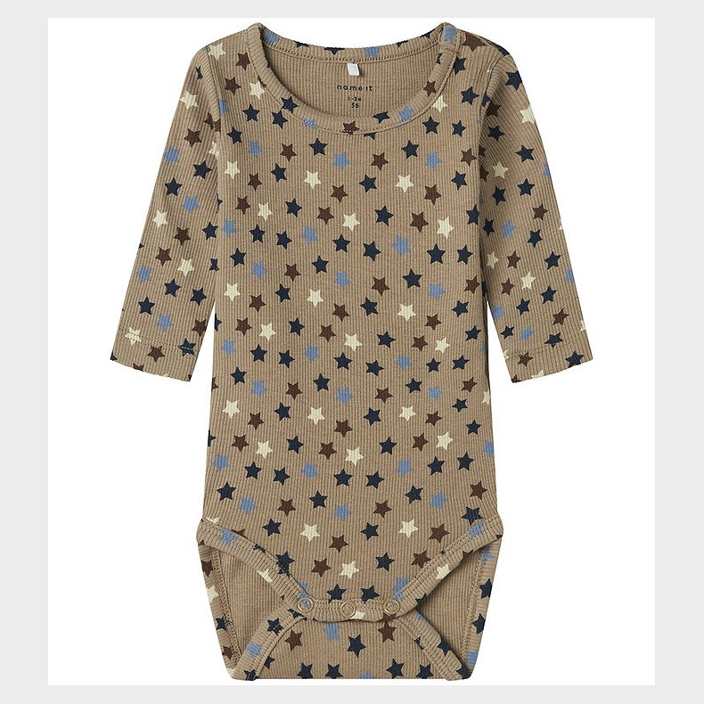 Name It Body l/ - Rib - NbmRicco - Weathered Teak m. Stjerner
