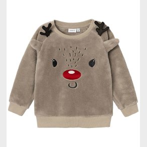 Name It Sweatshirt - Teddy - NmnReindeer - Weathered Teak