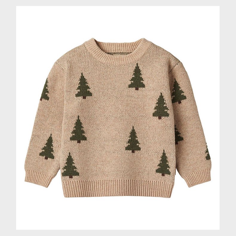 Wheat Bluse - Strik - Jacquard - Off White m. Juletrer