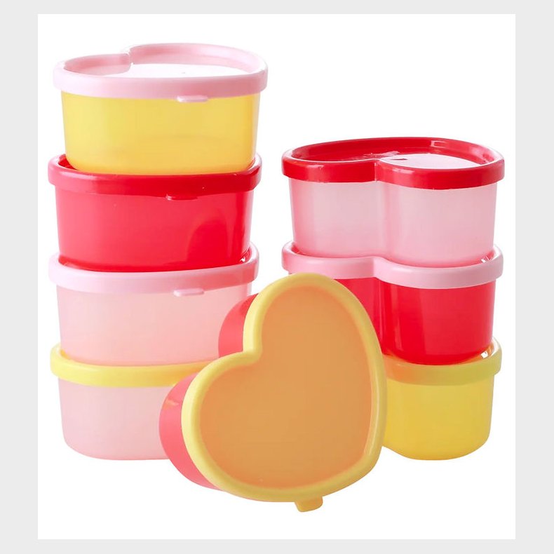 Rice Madbeholder - 8-pak - Hjerteform - 8x6,5 cm - Rd/Pink/Gul