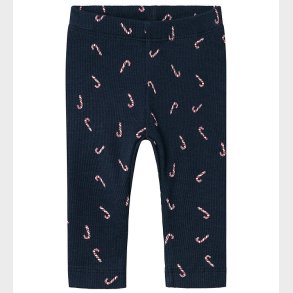Name It Leggings - Rib - NbnDab - Dark Sapphire m. Julestokke