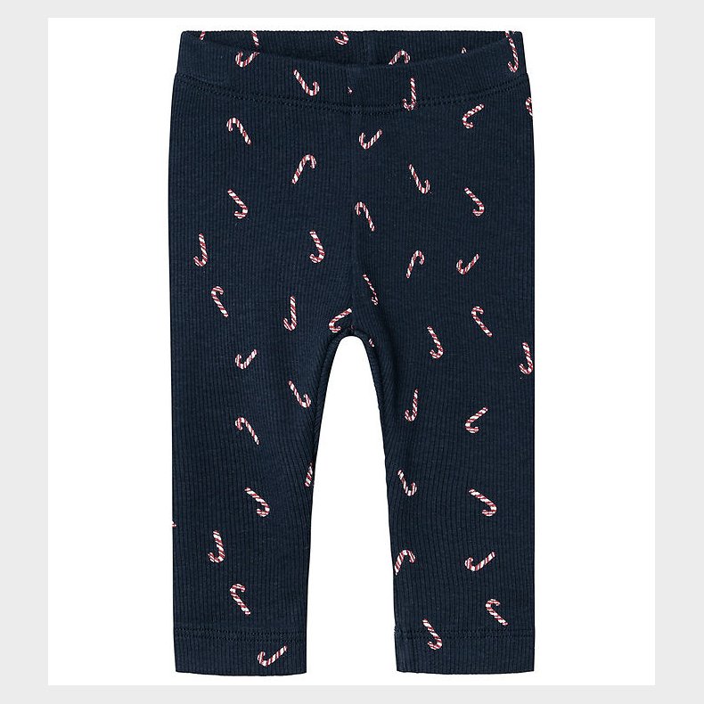 Name It Leggings - Rib - NbnDab - Dark Sapphire m. Julestokke