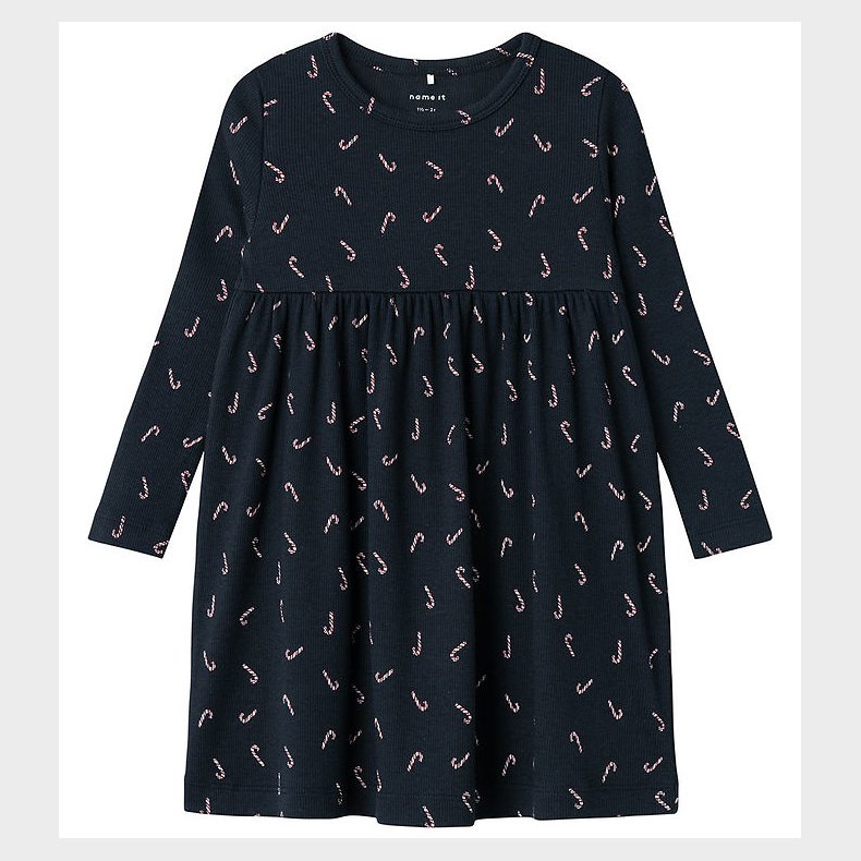 Name It Kjole - Rib - NmfDab - Dark Sapphire m. Julestokke