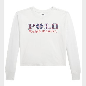 Polo Ralph Lauren Bluse - Cropped - Hvid m. Broderi