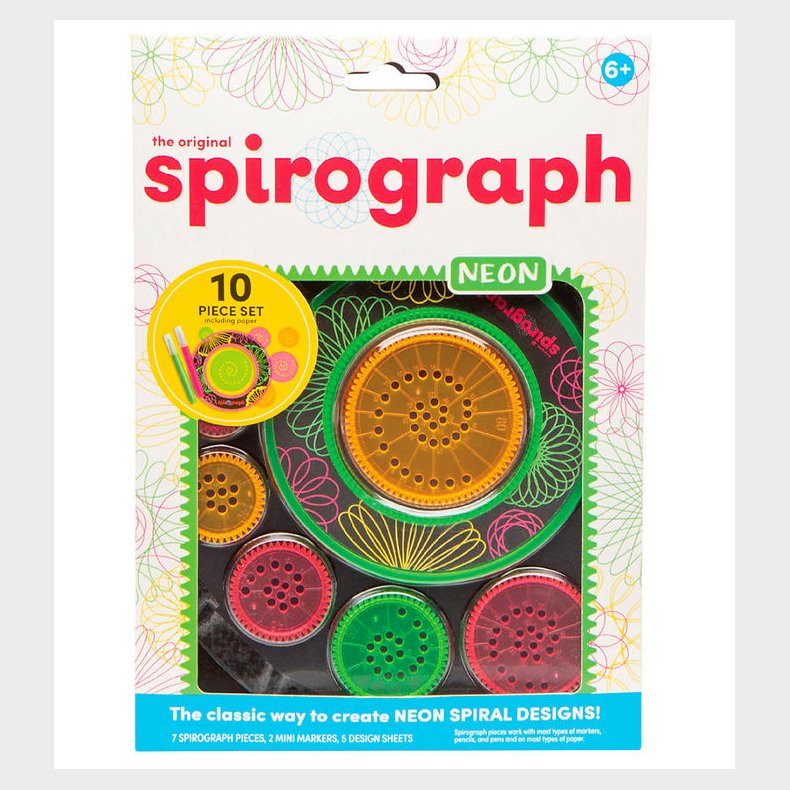 Spirograph Tegnes�t - 10 dele - Value - Neon