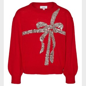 Vero Moda Girl Bluse - Strik - VmGlitterGift - Chinese Red/Silve