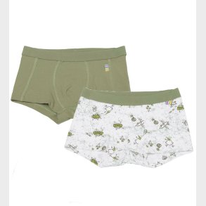 Joha Boxershorts - 2-pak - Bambus - Grn/Off White m. Print
