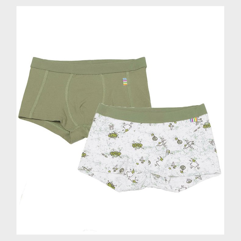 Joha Boxershorts - 2-pak - Bambus - Grn/Off White m. Print