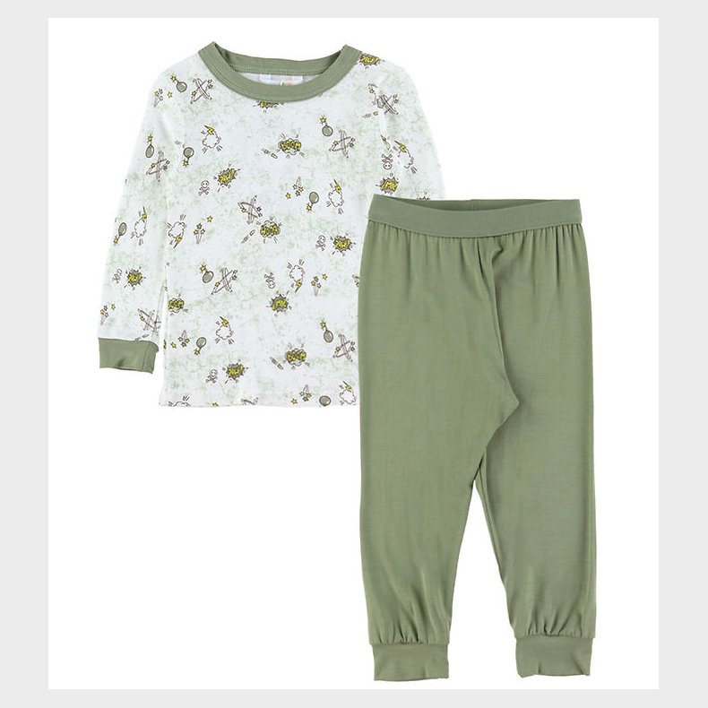 Joha Natt�j - 2-Delt - Bambus - Off White m. Print