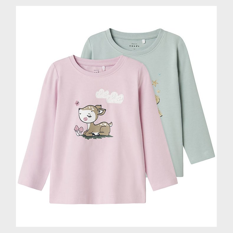 Name It Bluse - 2-pak - NmfVix - Corsage/Gray Mist/Just Be A Sta