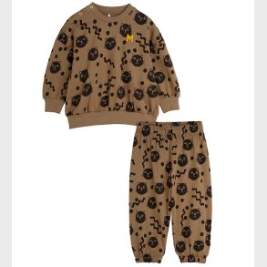 Mini rodini Babyst - Squiggly Cats AOP - Brown