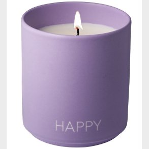 Design Letters Duftlys - Mango & Monoi Blossom - Lilla m. Happy