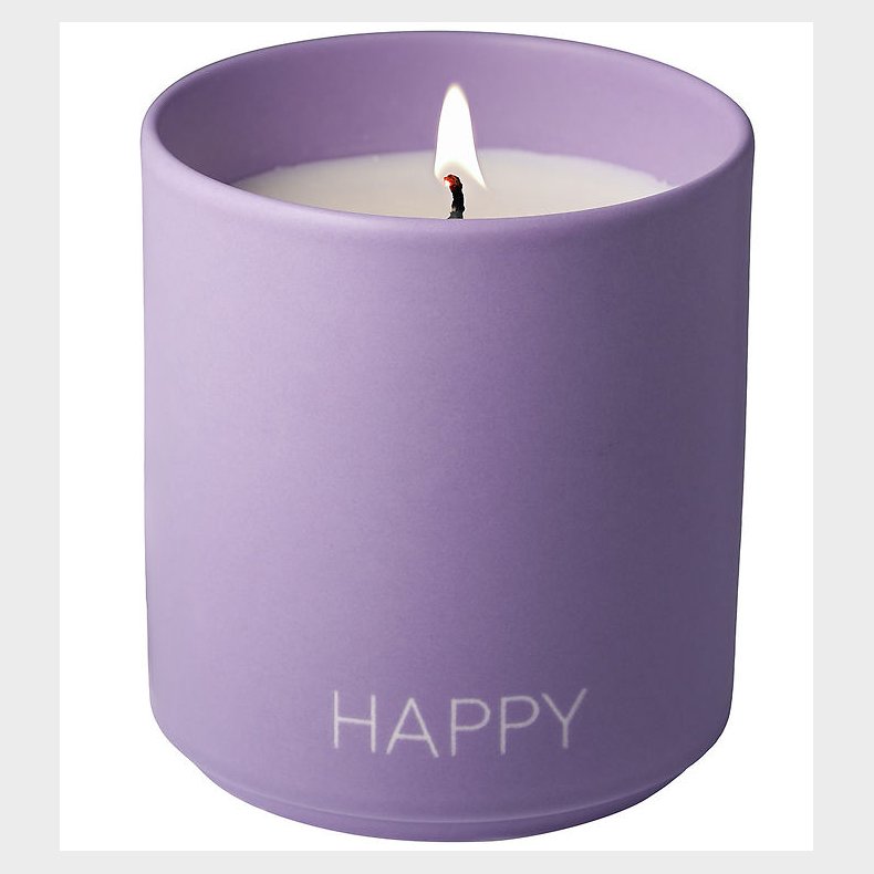 Design Letters Duftlys - Mango & Monoi Blossom - Lilla m. Happy