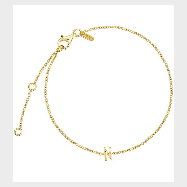 Design Letters Armbnd - N - 18K Guldbelagt